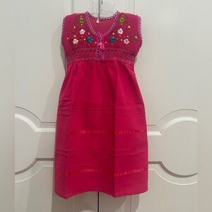Floral Embroidered Pink Kids Dress